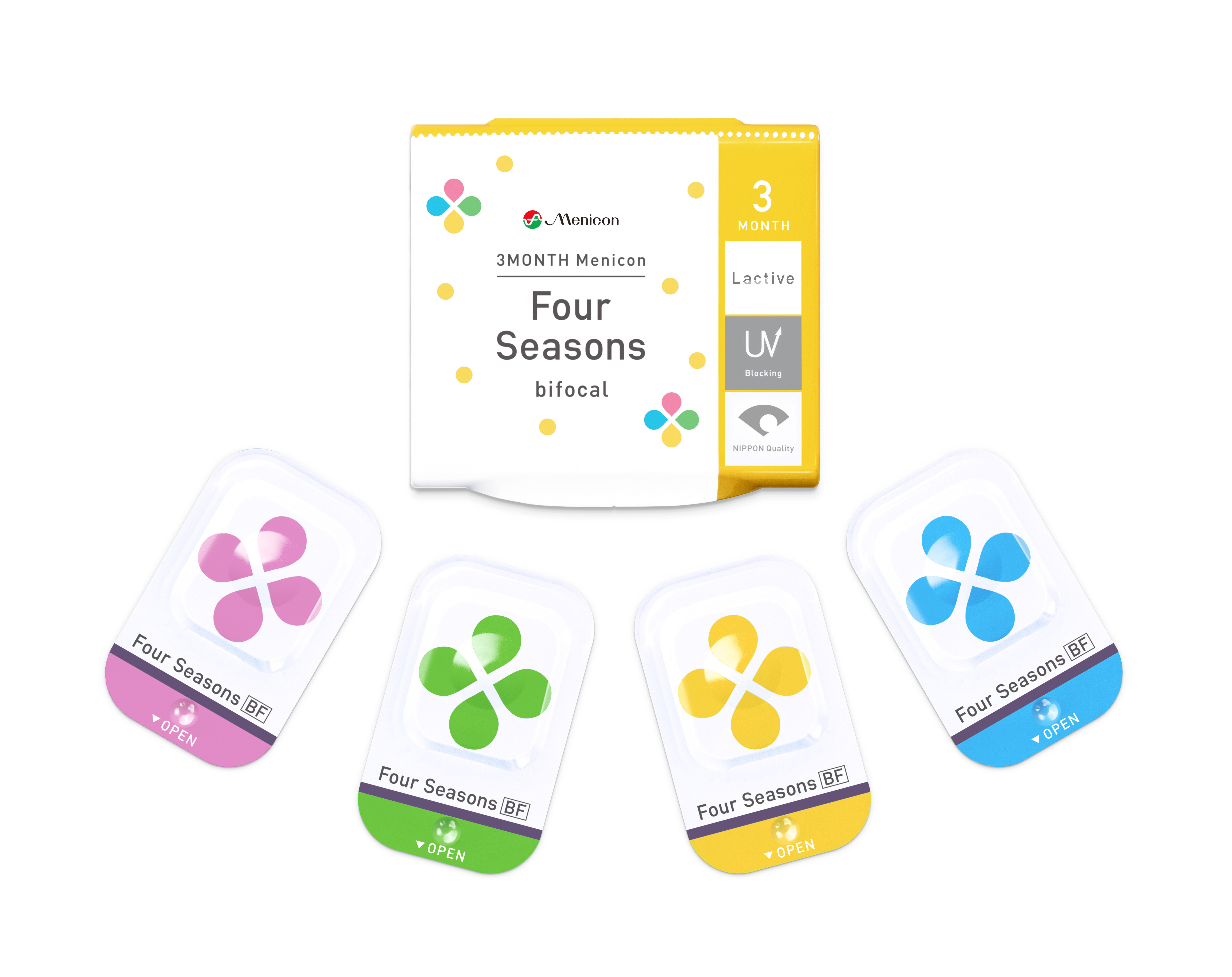 3MONTH Menicon Four Seasons　遠近両用　1次包装＋2次包装 Lactiveロゴ.jpg