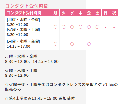 コンタクト受付時間